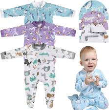 Lictin Baby Pyjamas 3-pack - Långärmad Dragkedja av Bomull