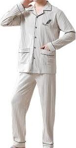 Herrpyjamas Set i Bomull - Långärmad Vinterpyjamas
