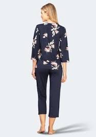 Hajo Dam 7/8 Pyjamas - Marinblå Premium Bomull/Tencel