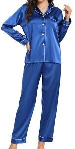 Vlazom Satin Pyjamas för Kvinna – Långärmad Set