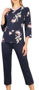 Hajo Dam 7/8 Pyjamas i Marinblått – Premium Bomull/Tencel