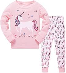 LitBud Unicorn Pyjamas för Små Flickor - 2-Pack Långärmad