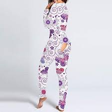 Fjärilstrykt Långärmad Pyjamas för Dam