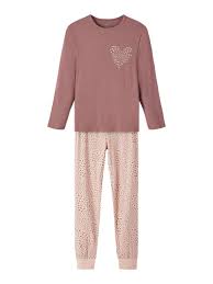 NAME IT Flickor Pyjamas Set - Rosabrungrå Leo