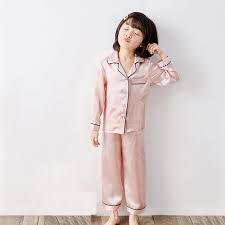 Sidenpyjamas Set för Flickor med Lång Ärmar och Byxor