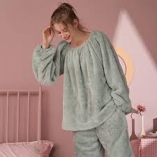 ZJMIYJ Kvinnliga Pyjamas i Korallvelour - Grön Höstkollektion