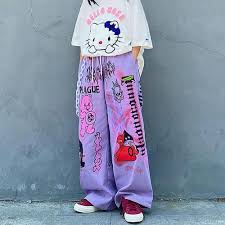 Retro Y2K Harajuku Palazzo byxor för kvinnor