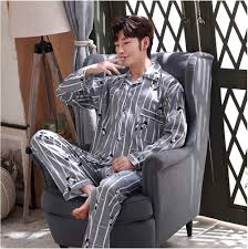 ZZDH Pyjamas Set för Män - Långärmad Bomull