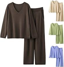 Sexig Loungewear för Dam - Sommar Set med Långärmad Topp och Byxor