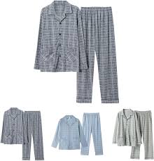 SkotO Tvådelat Set Sovkläder för Herr - Rutig Pyjamas i Stora Storlekar