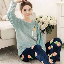 LUOY Vinterpyjamas för kvinnor - Mjuk och Elegant