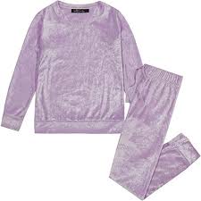 Stiligt Flickpyjamas Set i Krossad Sammet – Silver