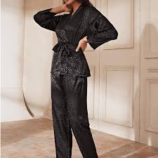 Satin Pyjamas Set för Dam - Ice Silk Loungewear