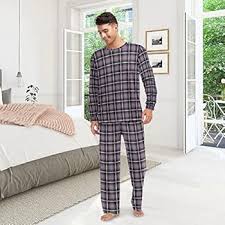 JUNZAN Rutig Pyjamas för Kvinnor - Långärmad Top