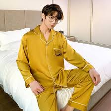 SDCVRE Mäns Satin Pyjamas Set