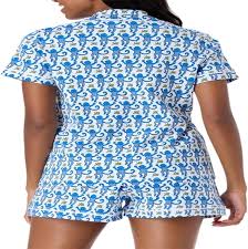 PMLOPJKD Y2K Pyjamas Set för Kvinnor - 2 Delar med Knapp och Munkshorts
