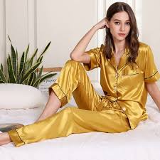 SDCVRE Sidenpajamas Set för Vår - Sexig Satin