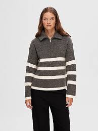 SELECTED FEMME Slfmaline Ls Halv Dragkedja Stickad Tröja