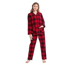 Lila och Svart Rutig Flanellpyjamas för Kvinnor