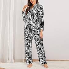 ELRoal Zebra Mönster Långärmad Dam Pyjamas Set