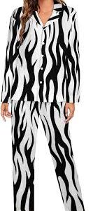 Zebra Mönster Pyjamasset för Dam – Två Delar