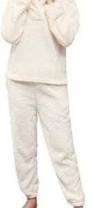 Niwicee Varm Fleece Pyjamas för Kvinna - 2 Delar