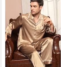100% Siden Pyjamas Set för Män - Lång Sömnkläder