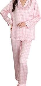 Satin Pyjamas för Dam - Kortärmad Tvådelad Set