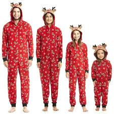 Julig Familjepyjamas med Älgmotiv - Röd