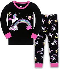 LitBud Unicorn Pyjamas för Små Flickor - 2-pack Långärmade